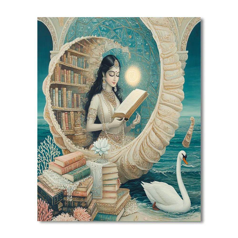 Saraswati In The Prism Shell Library Painting by numbers kit