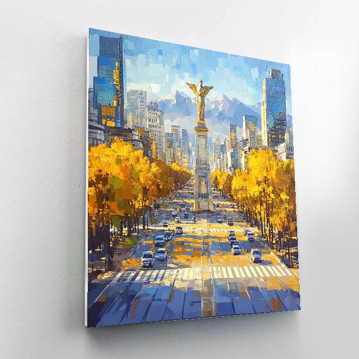 Mountain Framed Avenue At Paseo De La Reforma Mexico City Mexico painting number kit