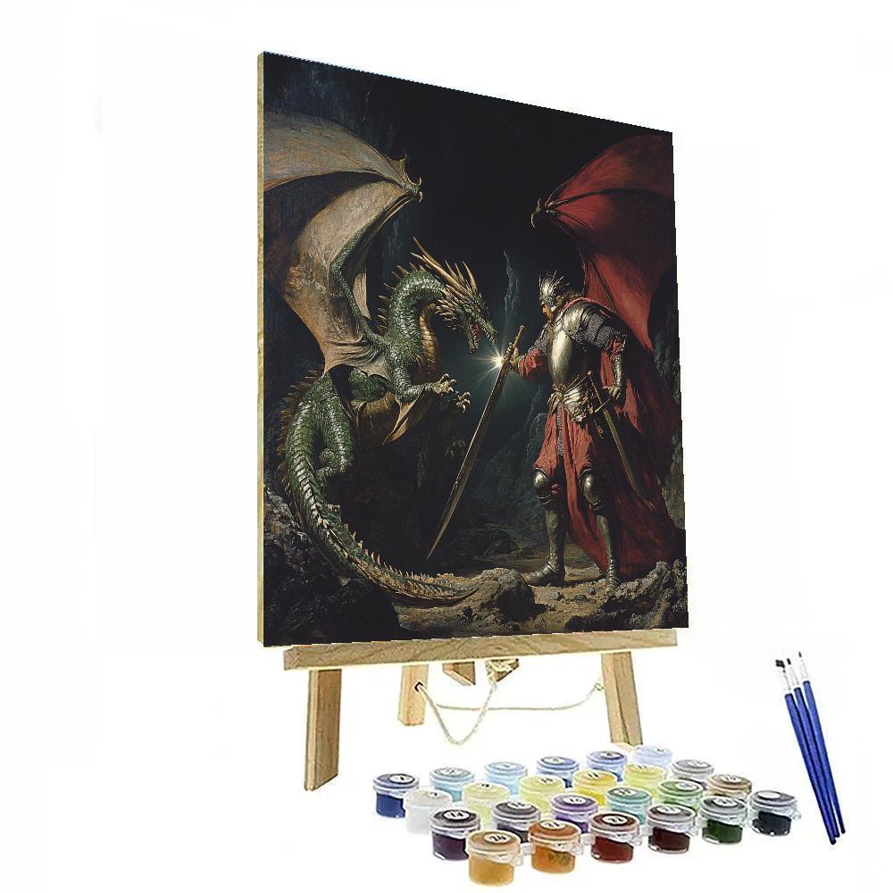 Caravaggio Inspired Mythic Dragon And Knight Encounter DIY paint by numbers