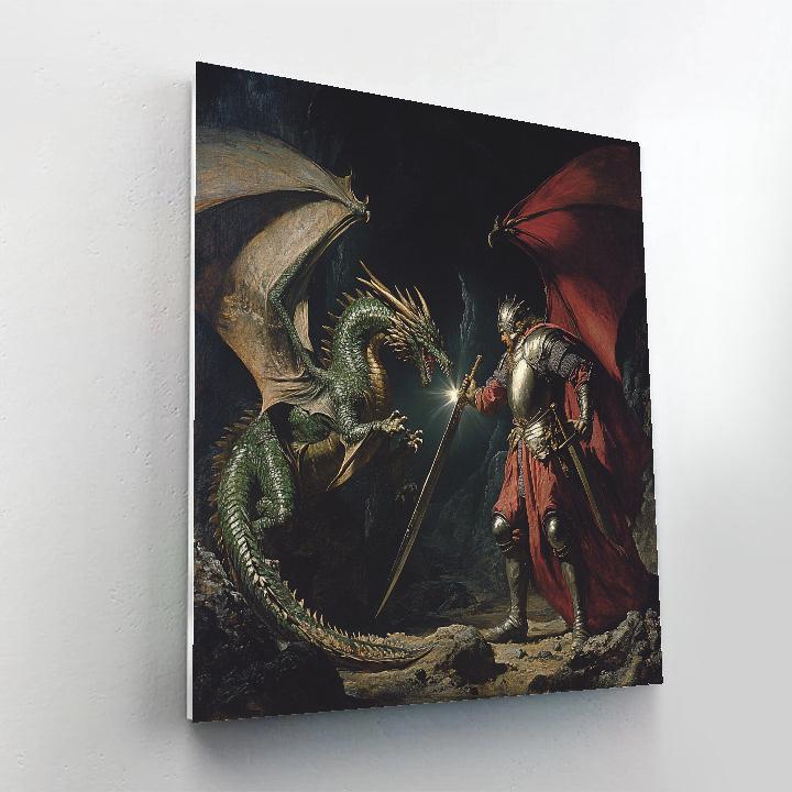 Caravaggio Inspired Mythic Dragon And Knight Encounter DIY paint by numbers