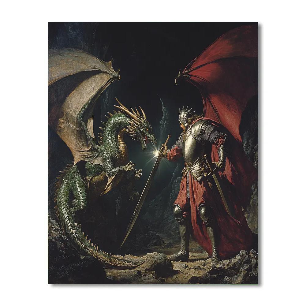 Caravaggio Inspired Mythic Dragon And Knight Encounter DIY paint by numbers