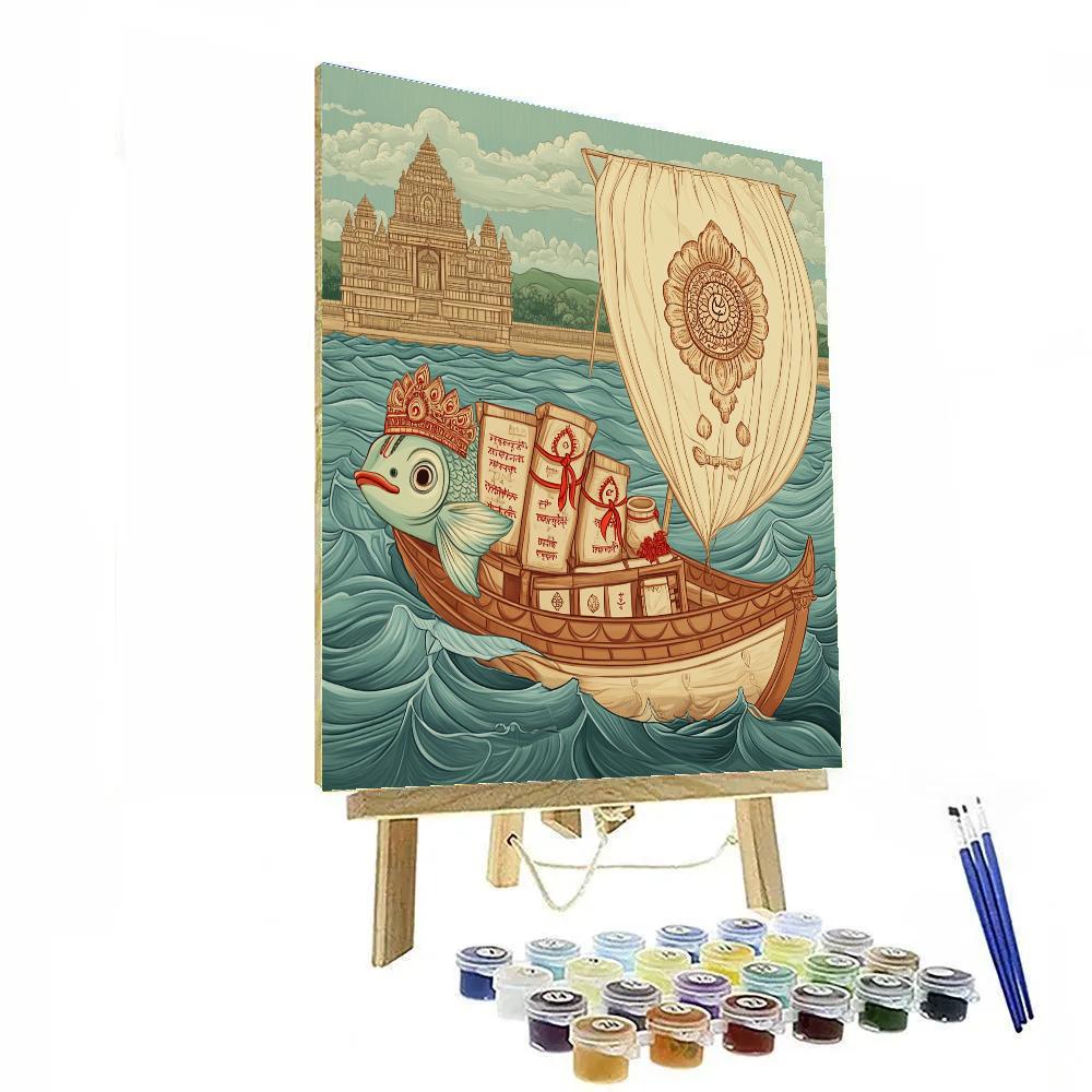 Matsya Guiding The Ark Of Seeds Paint by numbers art