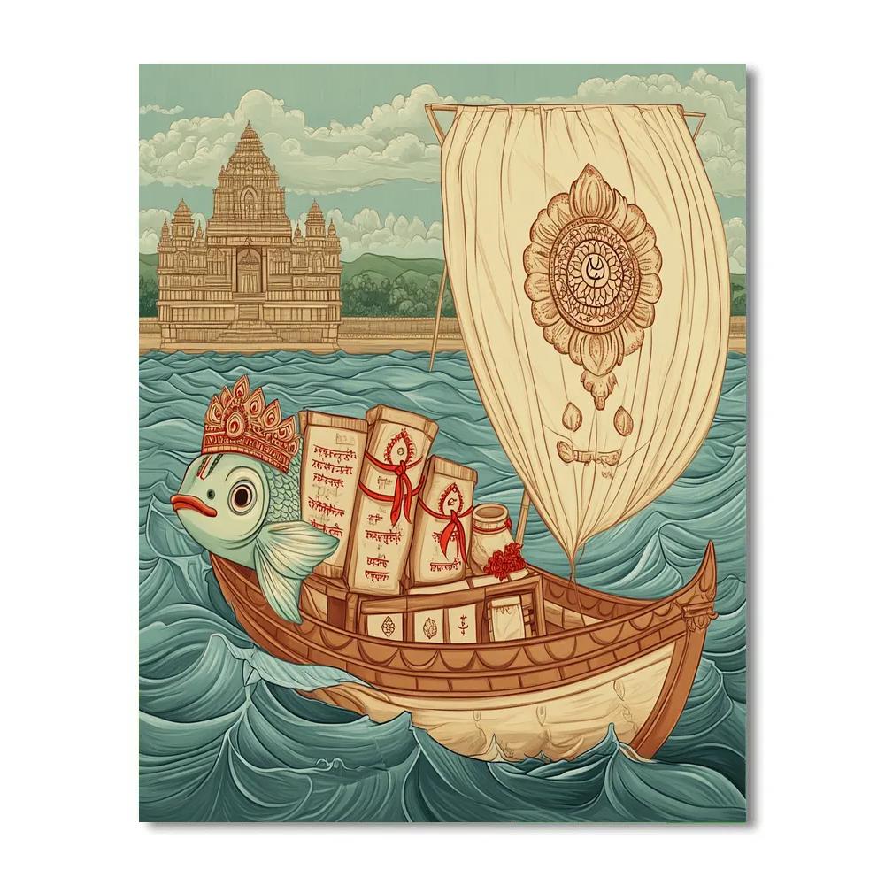 Matsya Guiding The Ark Of Seeds Paint by numbers art