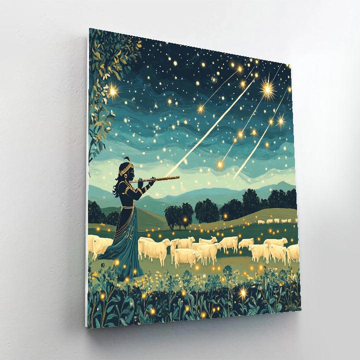 Krishna Calming The Meteor Shower Herd Painting by numbers kit