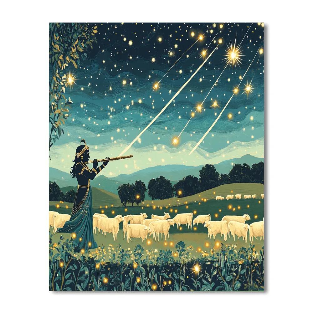 Krishna Calming The Meteor Shower Herd Painting by numbers kit