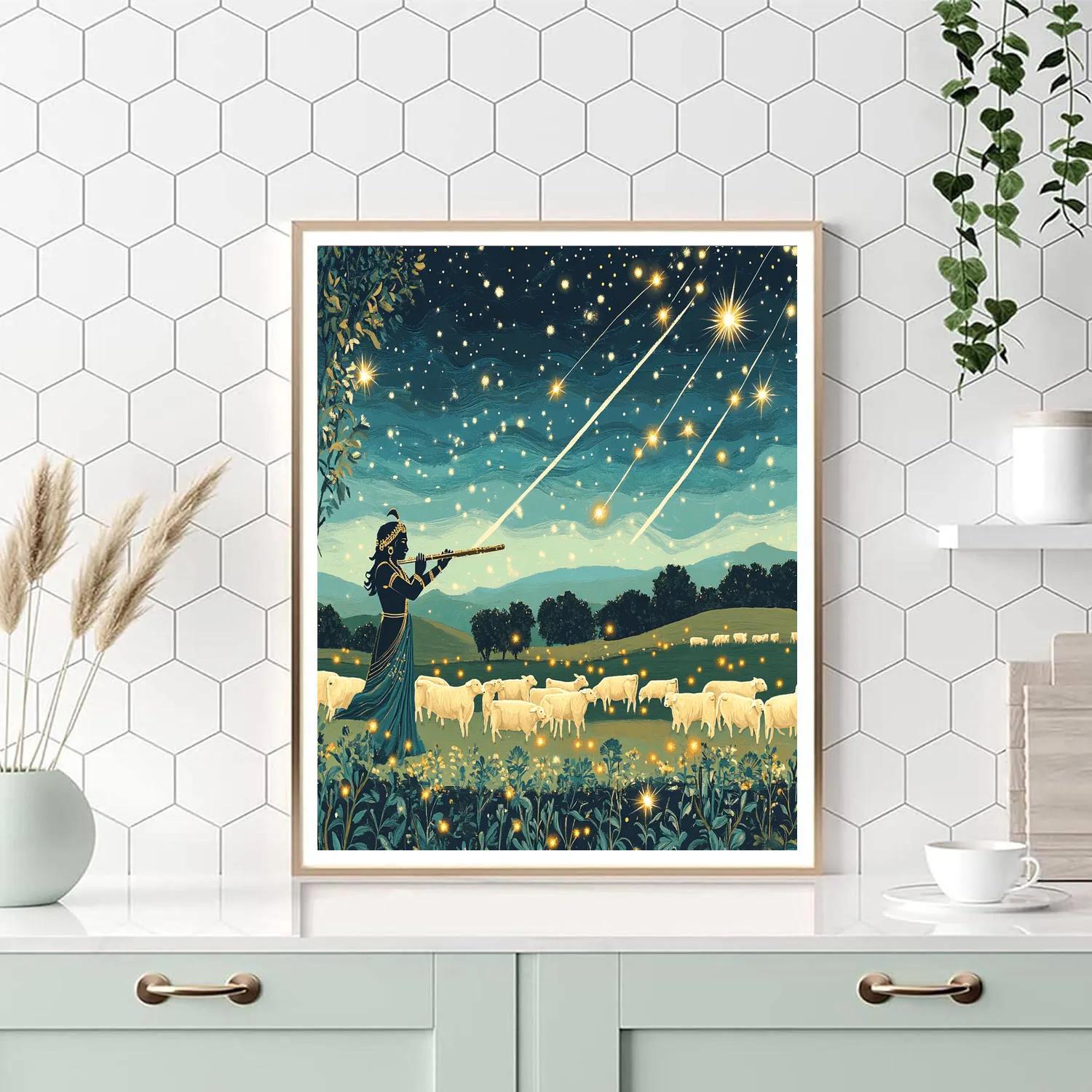 Krishna Calming The Meteor Shower Herd Painting by numbers kit