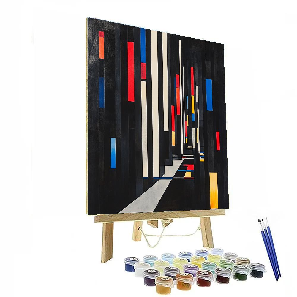 Piet Mondrian Inspired Futuristic City Grid At Night Painting by numbers kit