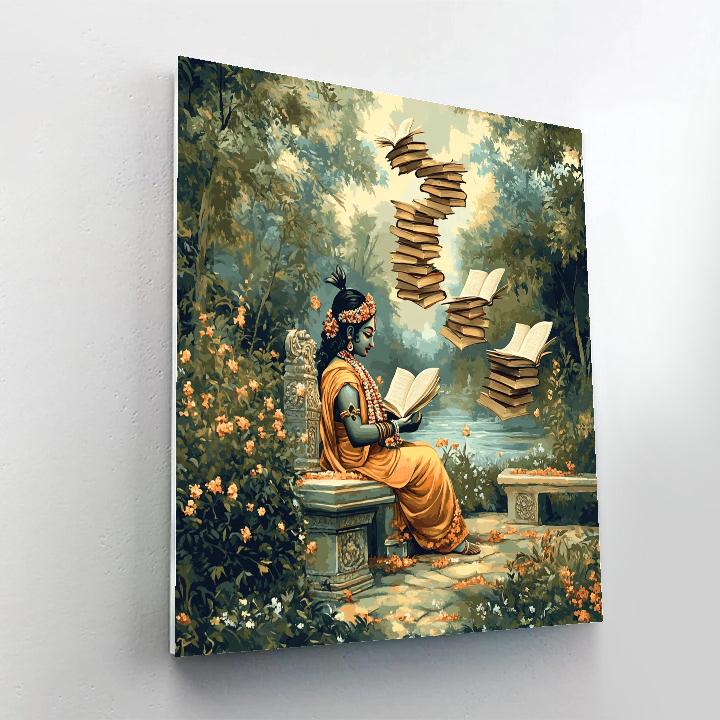 Krishna And The Floating Library Of Palm Leaf Stars DIY paint by numbers