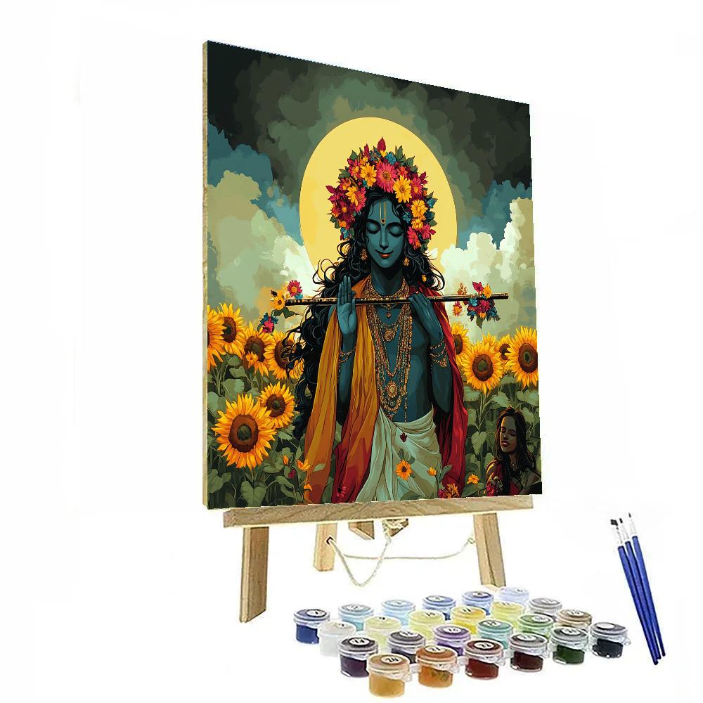 Krishna In The Solar Eclipse Flower Crown Paint by numbers kits
