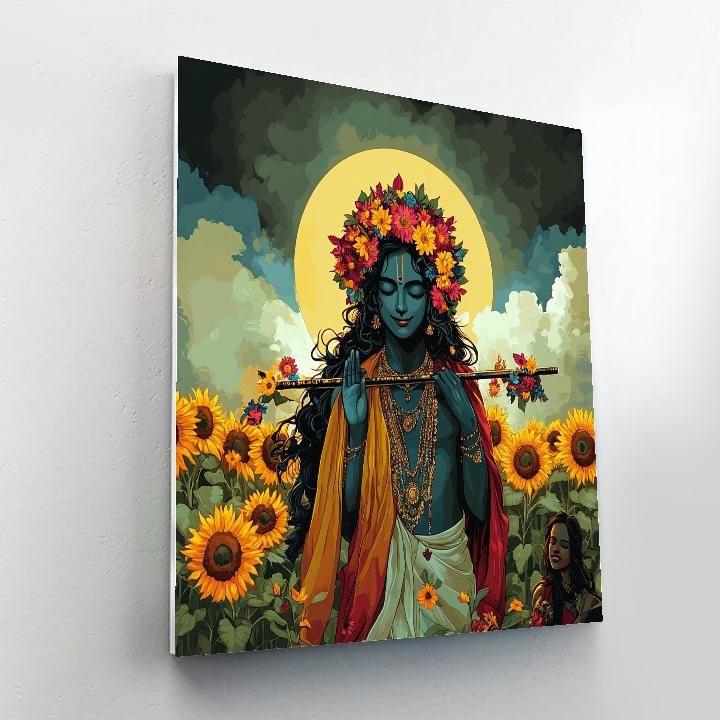 Krishna In The Solar Eclipse Flower Crown Paint by numbers kits