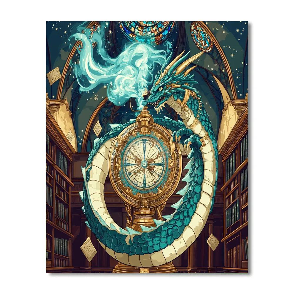 Clockwork Archivist Dragon paint by number