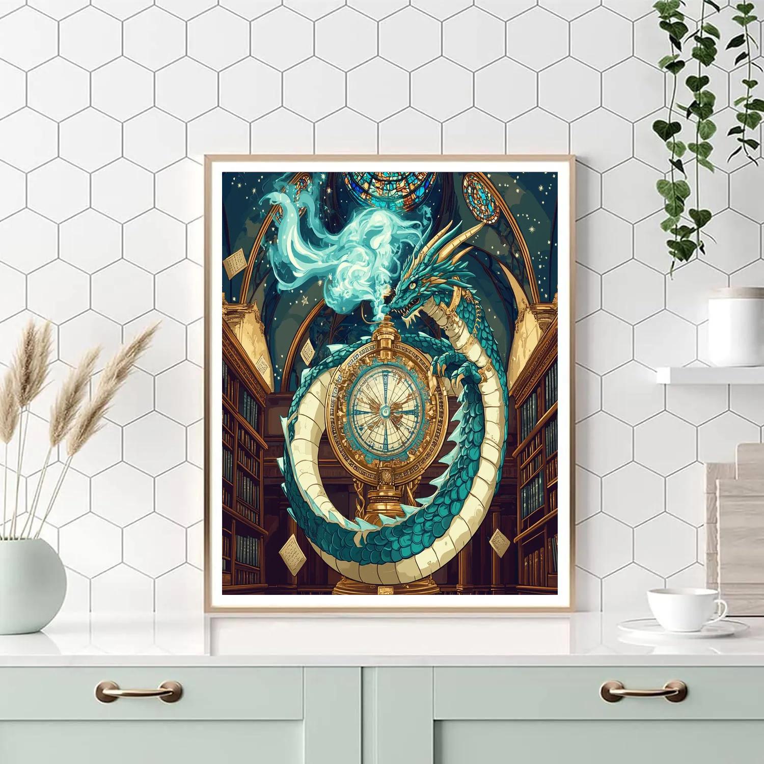 Clockwork Archivist Dragon paint by number