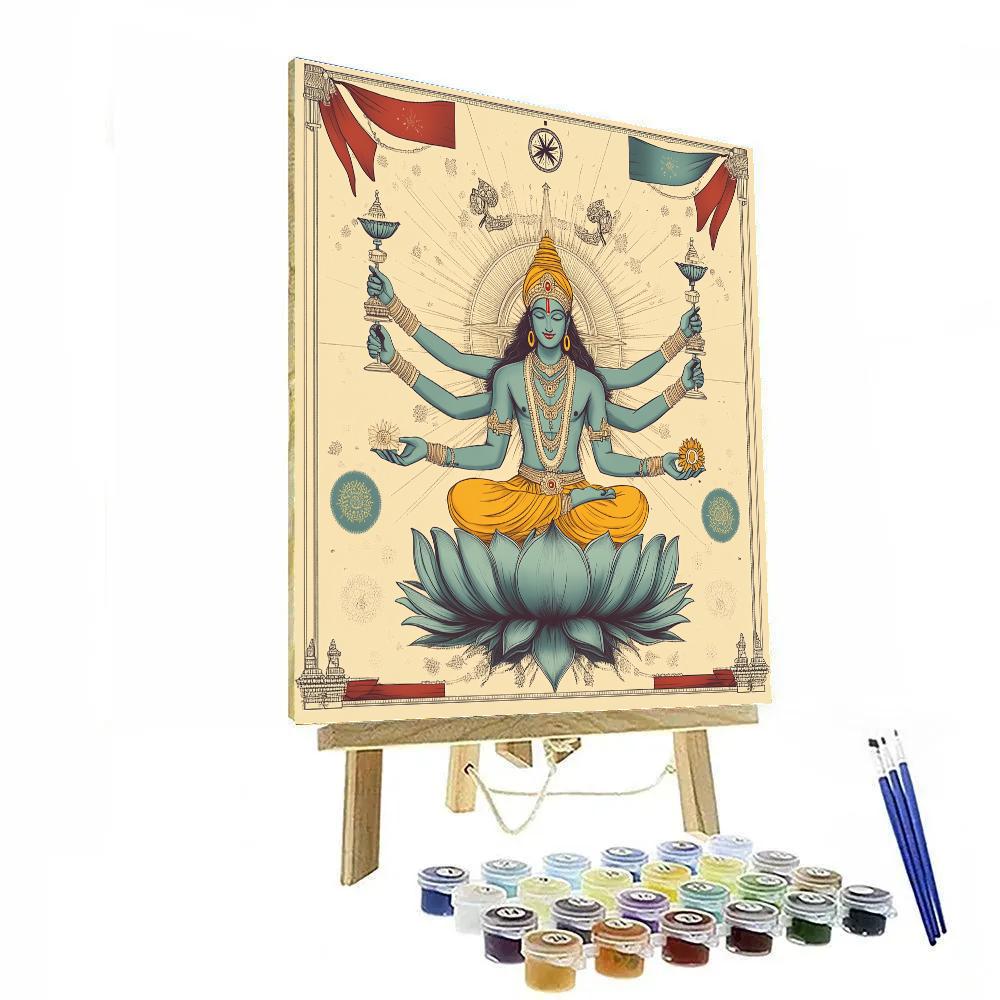 Vishnu Blessing The Four Directions Compass Mandala Numbered painting kits
