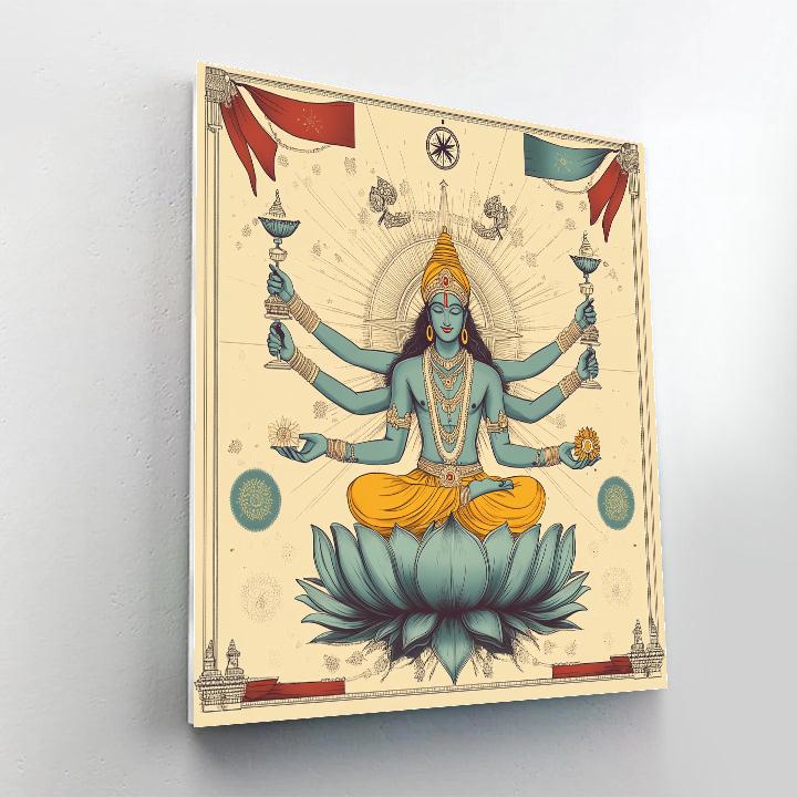 Vishnu Blessing The Four Directions Compass Mandala Numbered painting kits