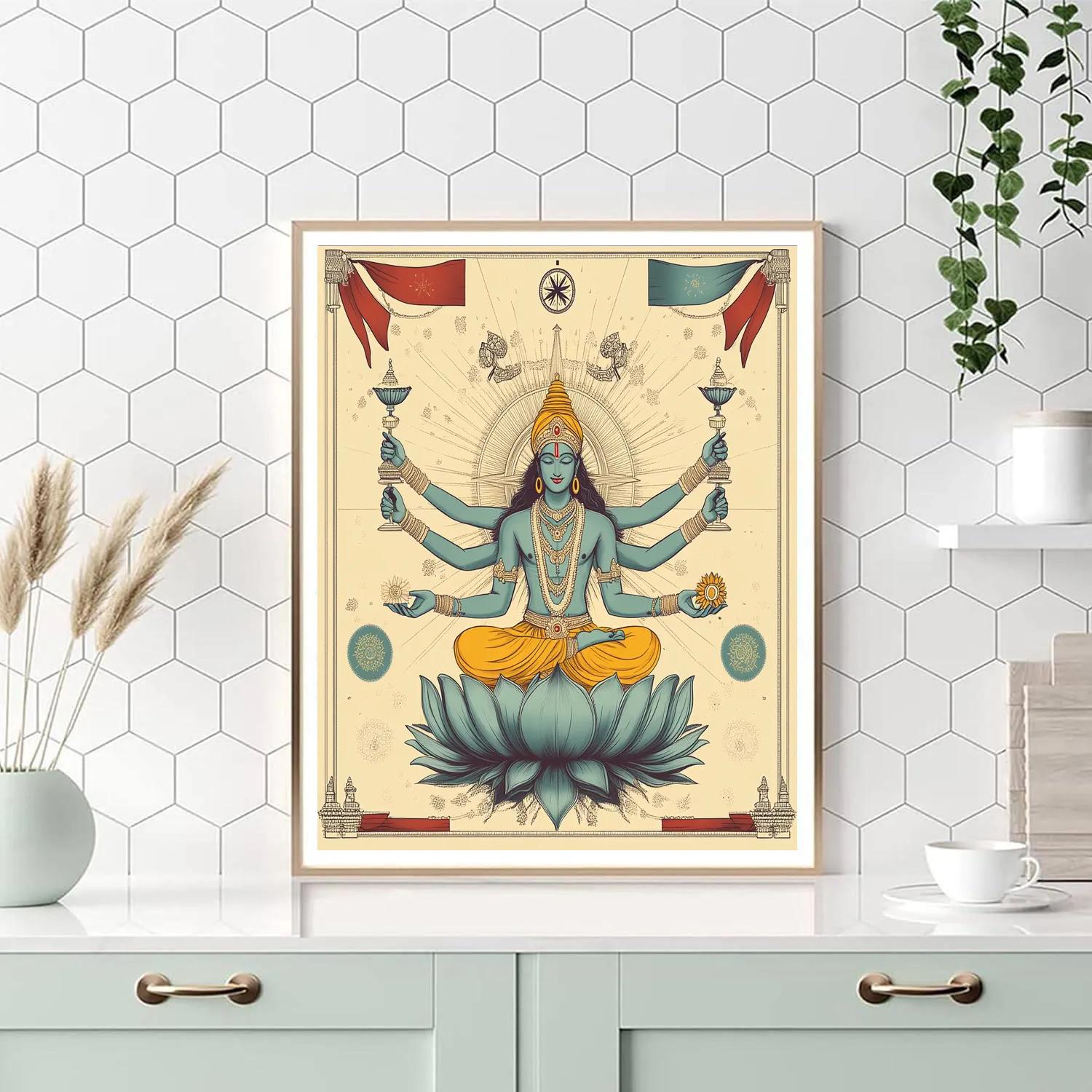 Vishnu Blessing The Four Directions Compass Mandala Numbered painting kits