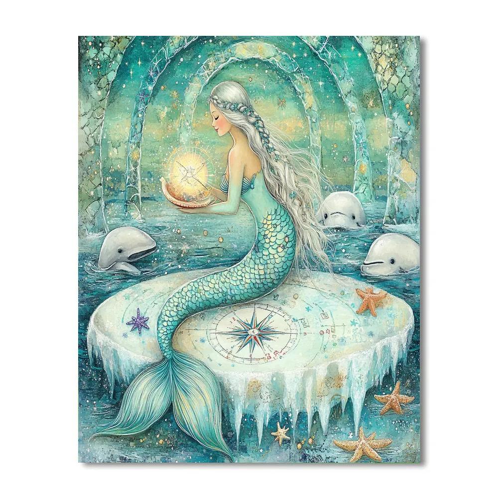 Arctic Aurora Mermaid Cartographer Paint by numbers art
