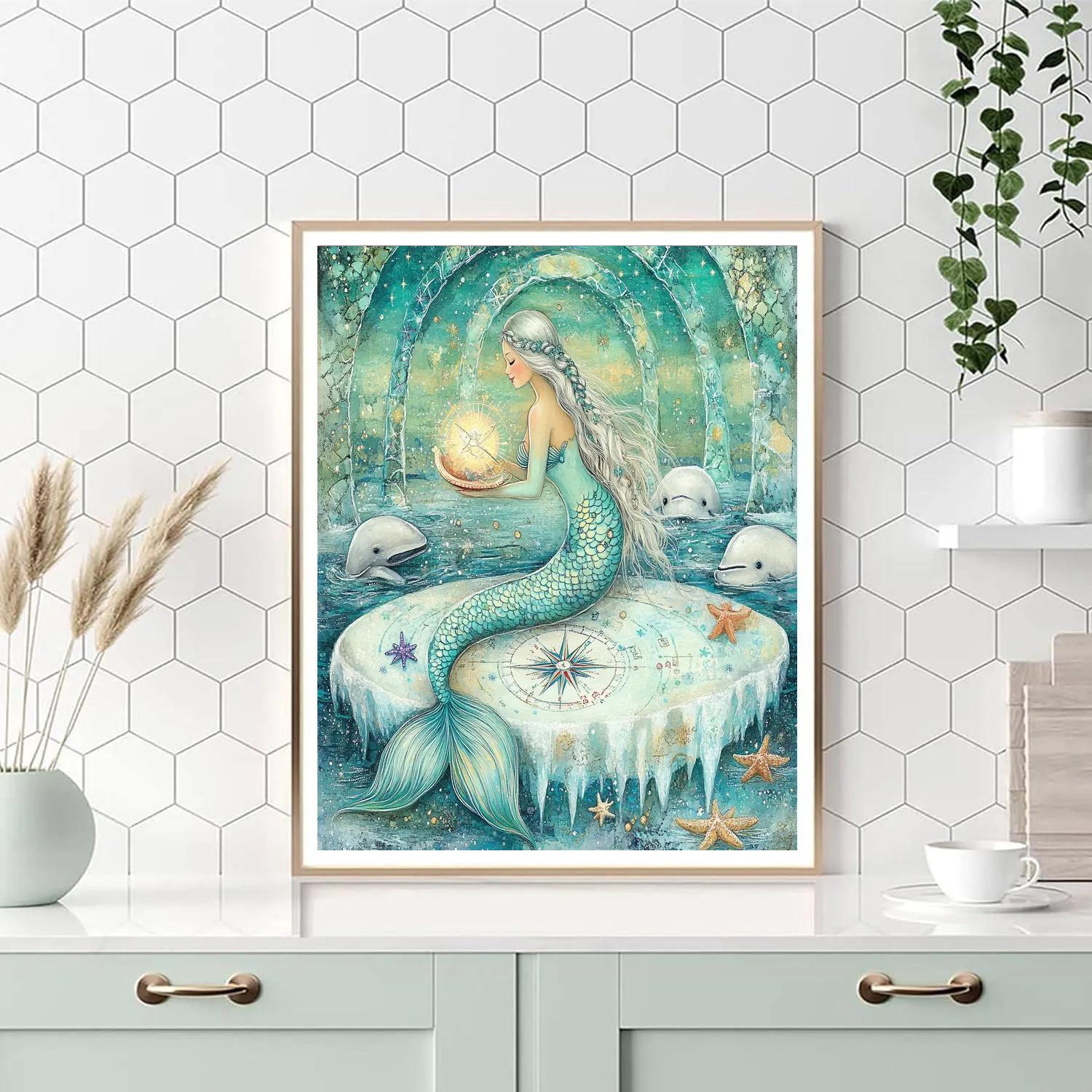 Arctic Aurora Mermaid Cartographer Paint by numbers art