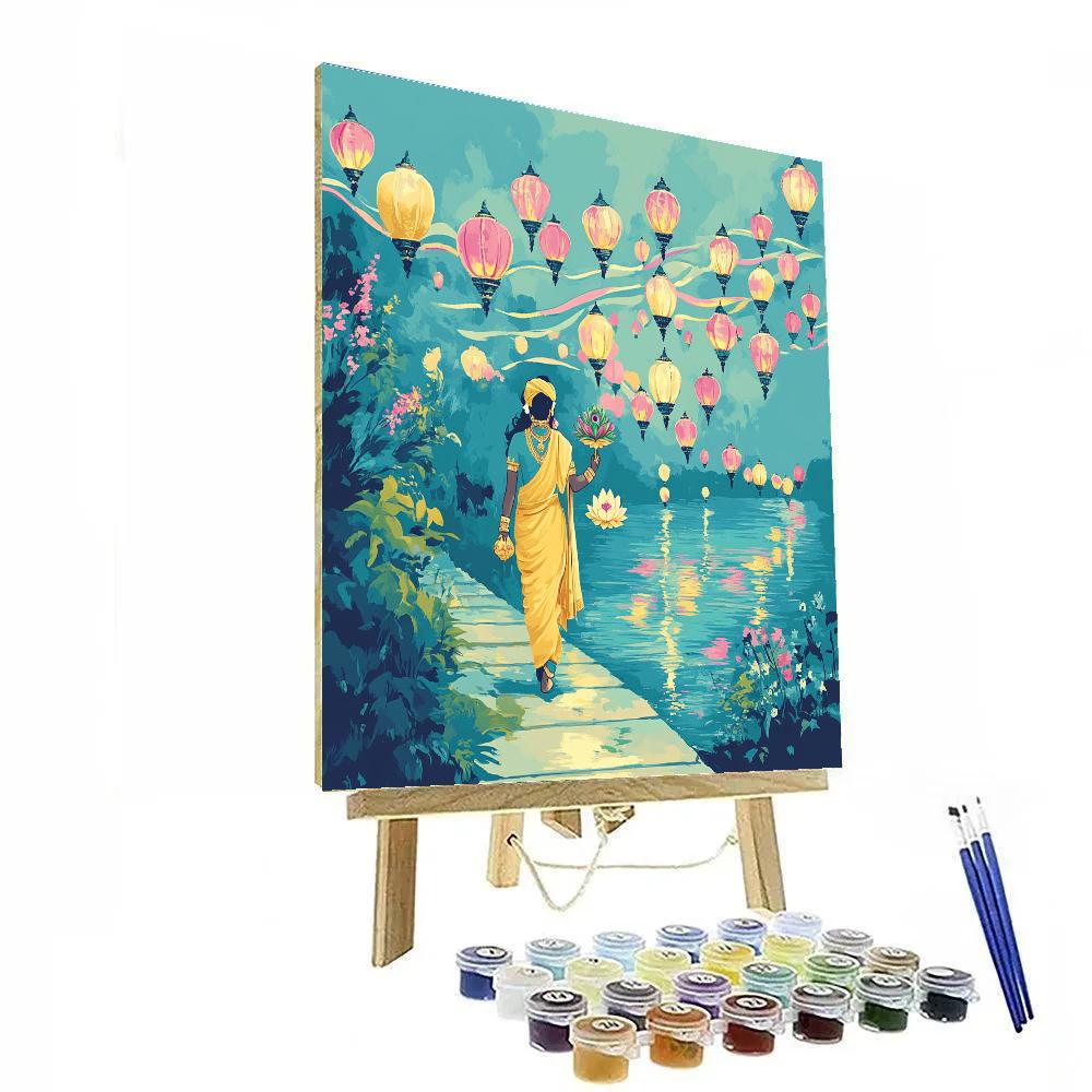 Krishna And The Aurora Yamuna Lanterns Paint by numbers kits