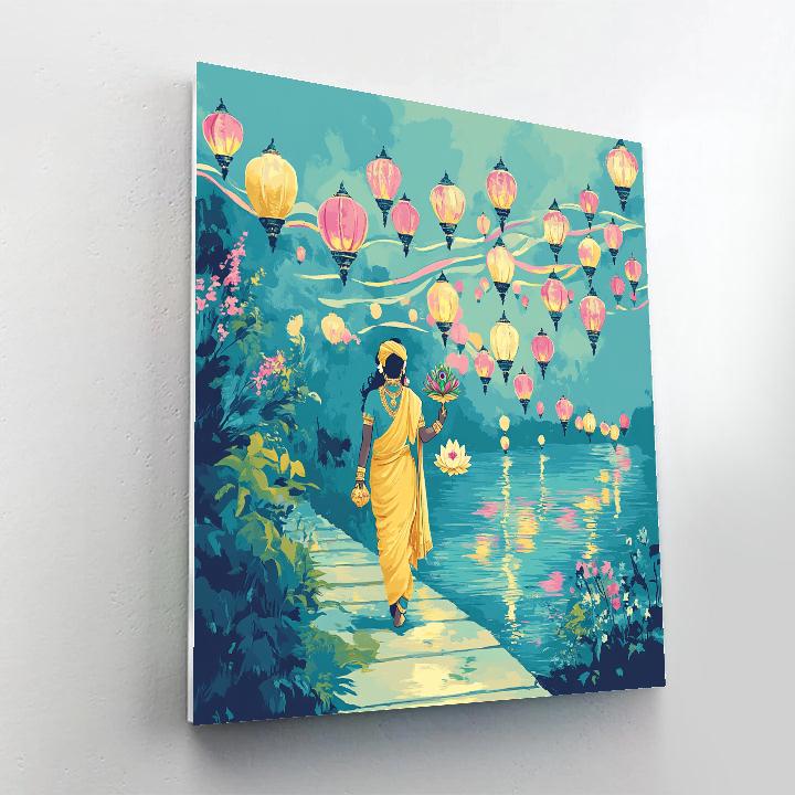 Krishna And The Aurora Yamuna Lanterns Paint by numbers kits