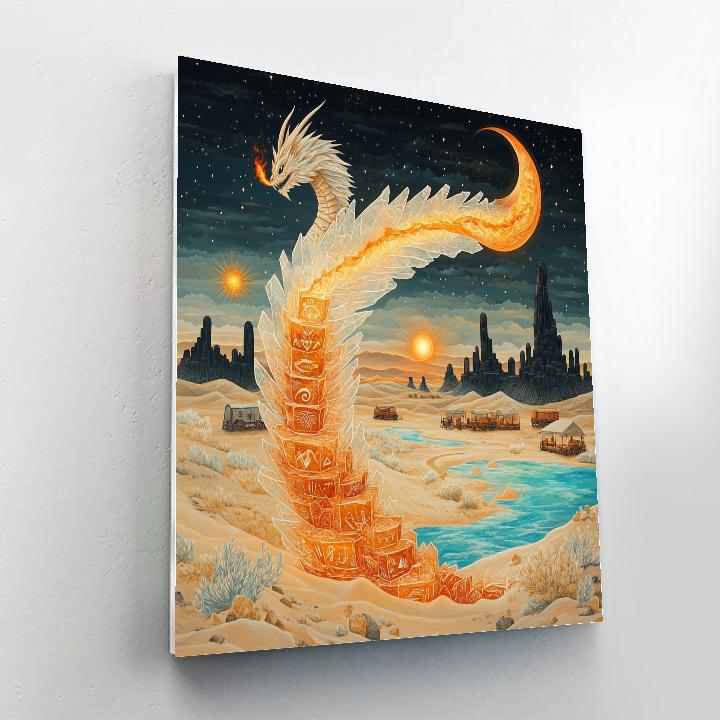 Saltwind Dunes With Dragon Sentinel Paint by numbers art