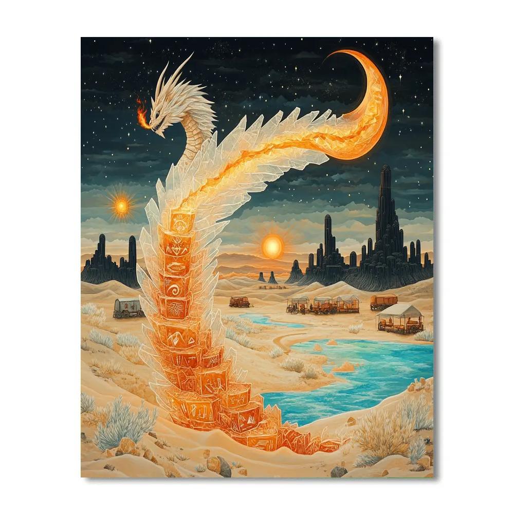 Saltwind Dunes With Dragon Sentinel Paint by numbers art