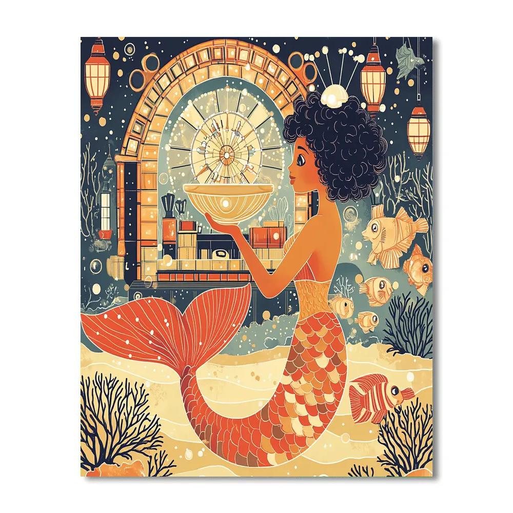 Glass Reef Observatory With Mermaid Painting by numbers kit