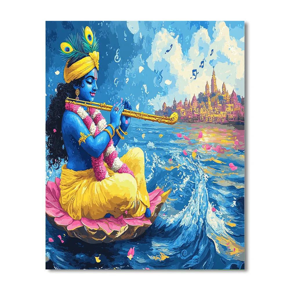 Krishna Avatar Playing Music For The Cosmic Ocean Number painting