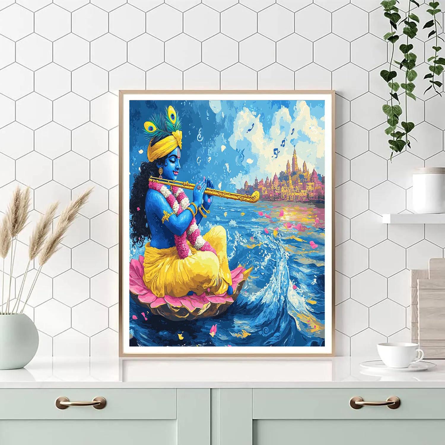 Krishna Avatar Playing Music For The Cosmic Ocean Number painting