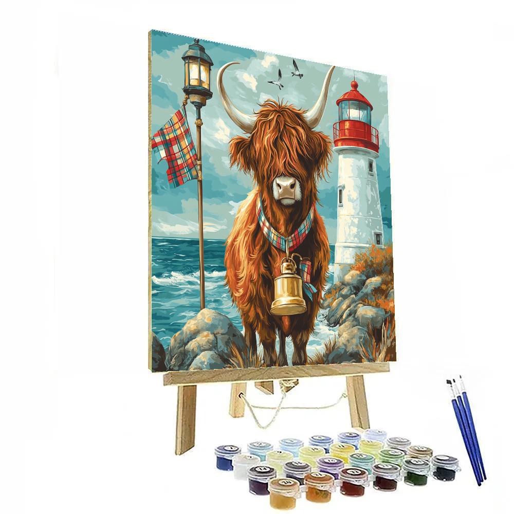 Highland Cow Lighthouse Keeper Numbered painting kits