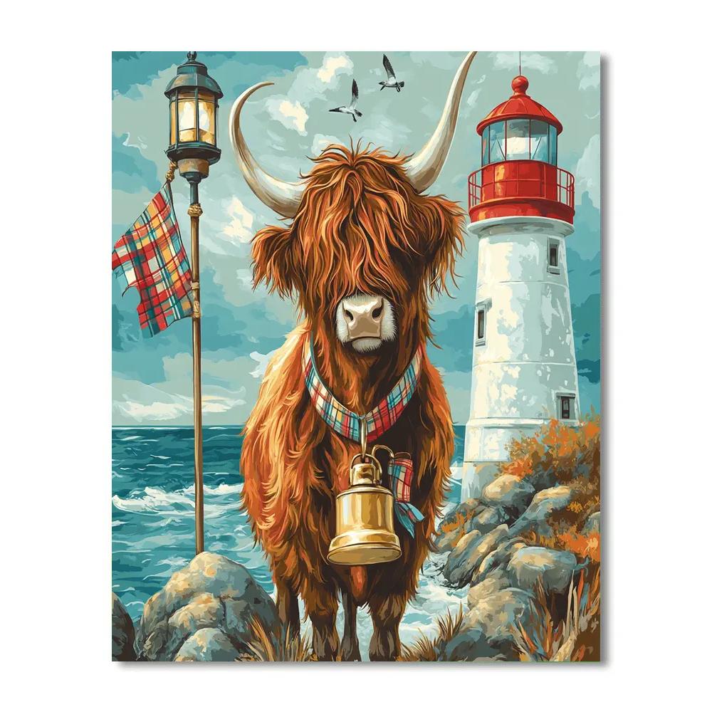 Highland Cow Lighthouse Keeper Numbered painting kits