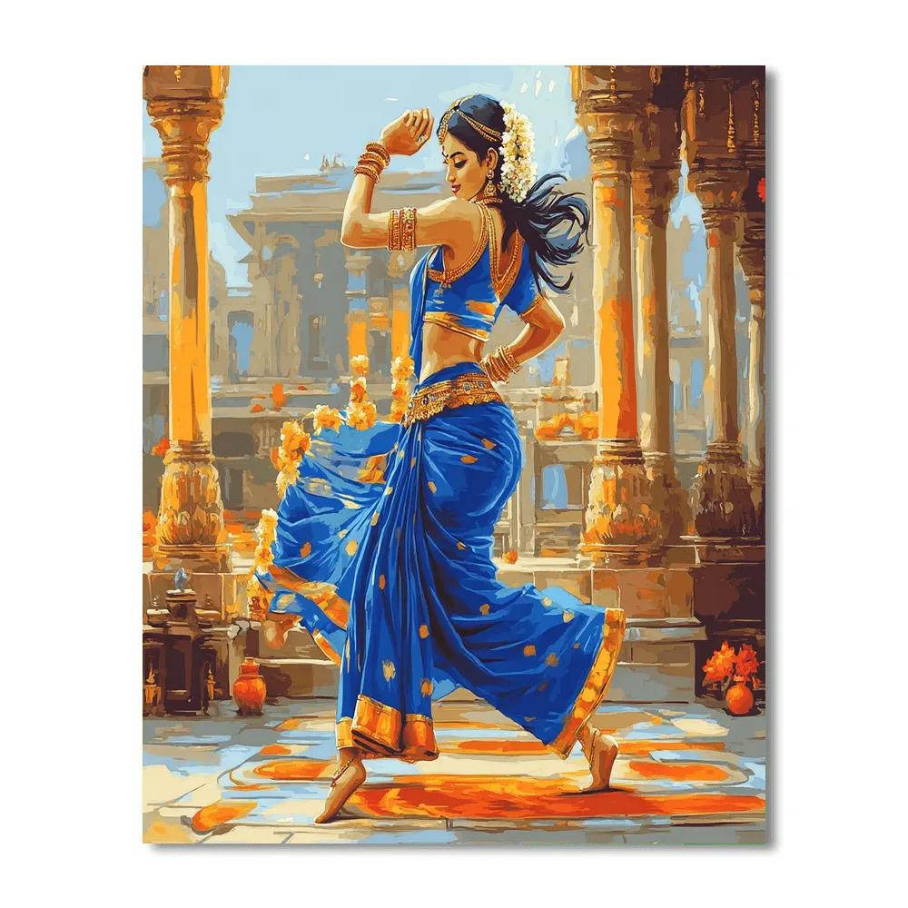 Temple Courtyard Dance, Parvati In Rhythmic Grace paint by color