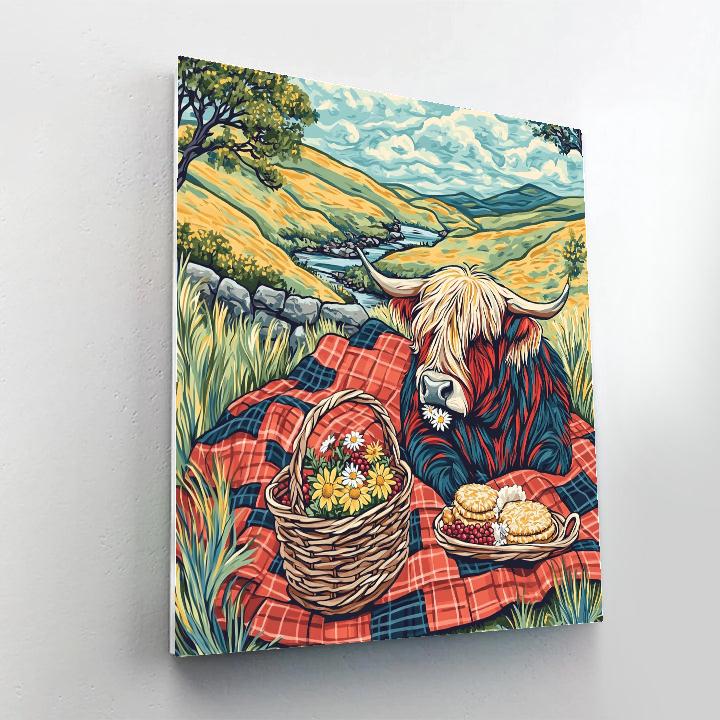 Tartan Picnic Highland Cow Companion Numbered painting kits