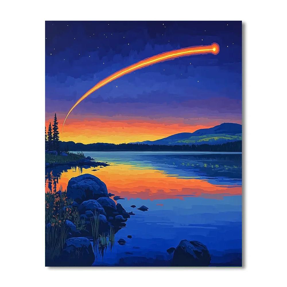 Frederick Varley Inspired Comet Dusk Above Mirror Lake paint by numbers