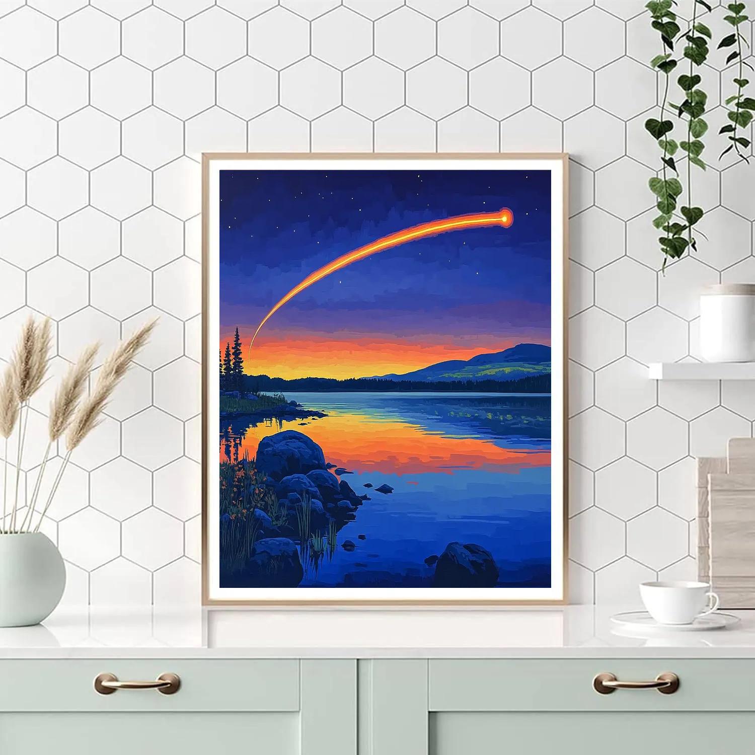 Frederick Varley Inspired Comet Dusk Above Mirror Lake paint by numbers