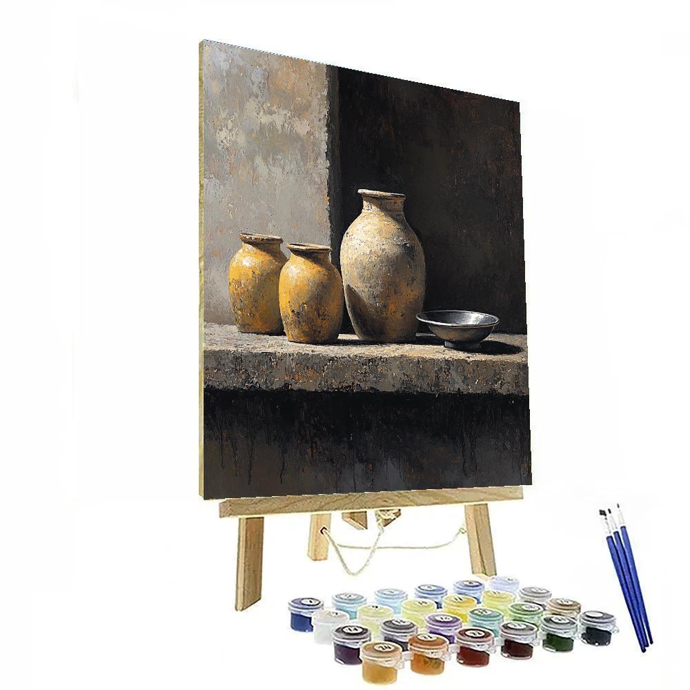 Diego Velázquez Inspired Lunar Silvery Bodegon Of Earthenware Jars Paint by numbers art