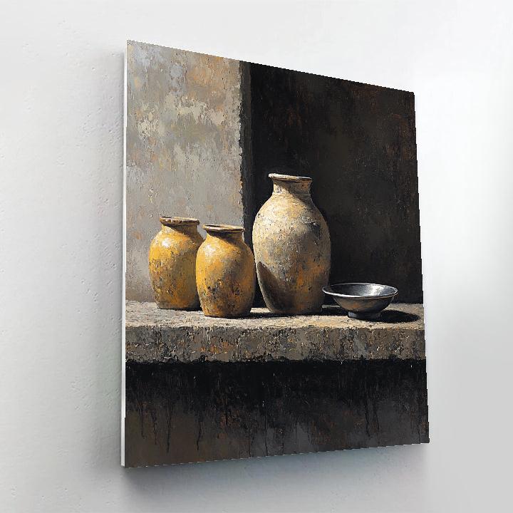 Diego Velázquez Inspired Lunar Silvery Bodegon Of Earthenware Jars Paint by numbers art
