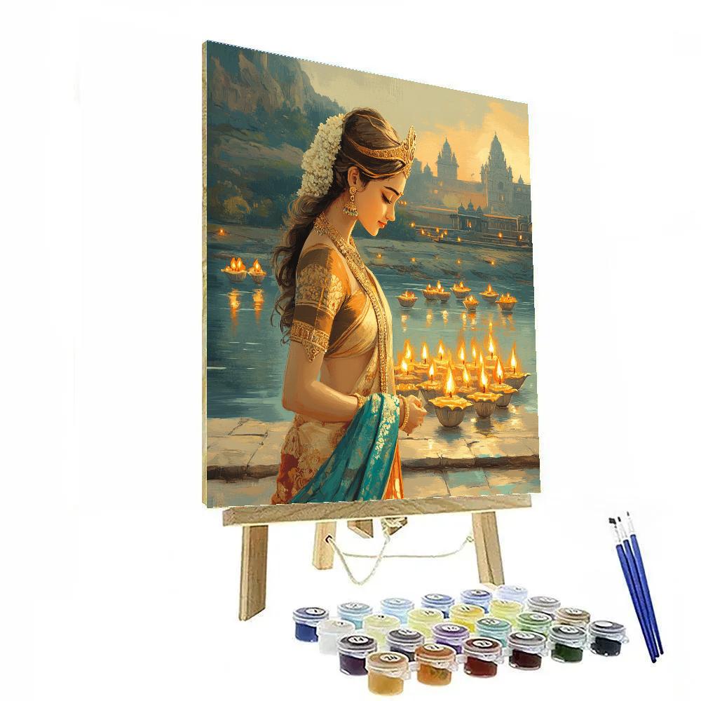 Parvati Riverbank Lamp Lighting Ceremony Paint by numbers art