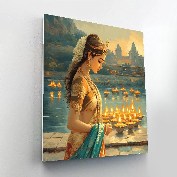 Parvati Riverbank Lamp Lighting Ceremony Paint by numbers art
