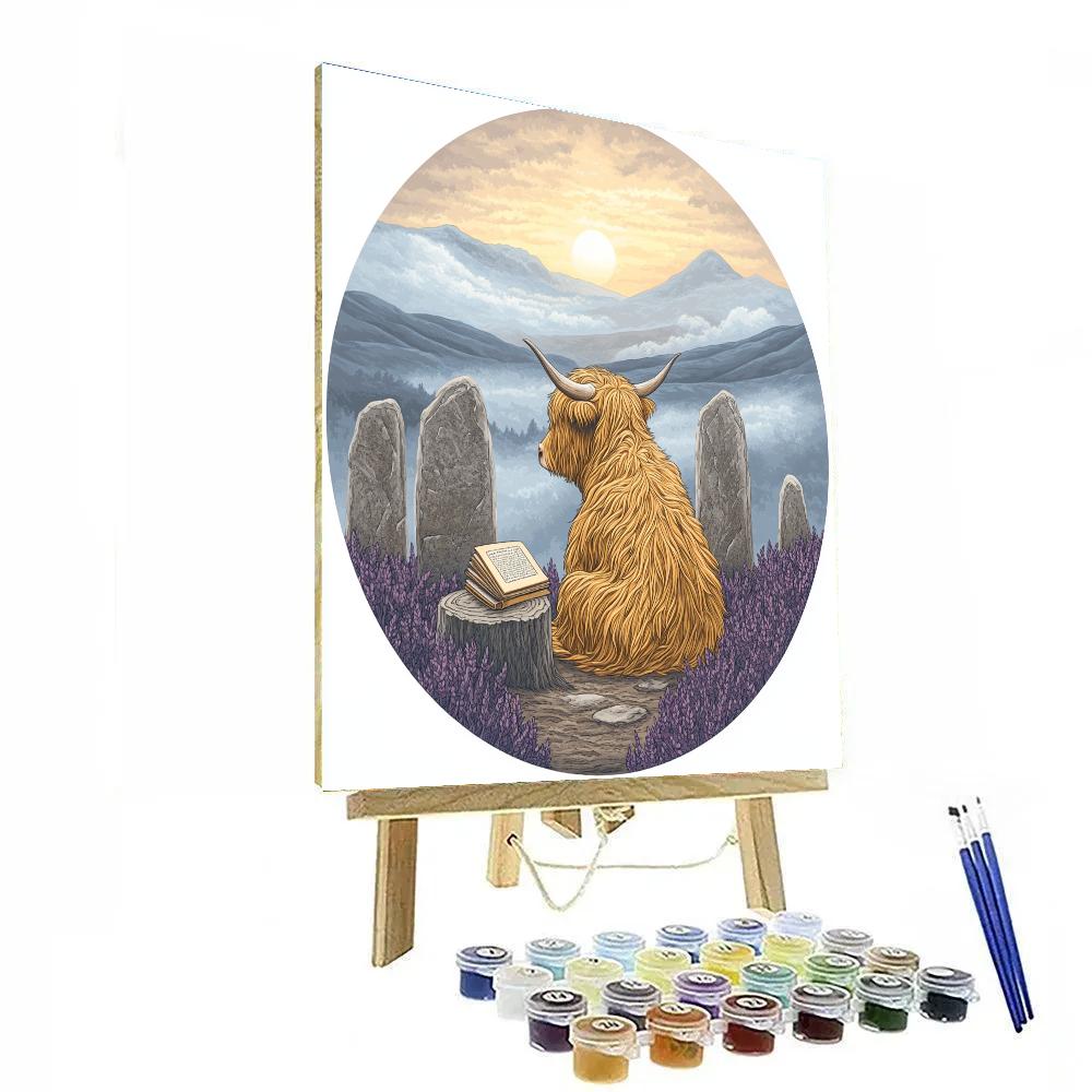 Highland Cow Stone Circle Storyteller DIY paint by numbers