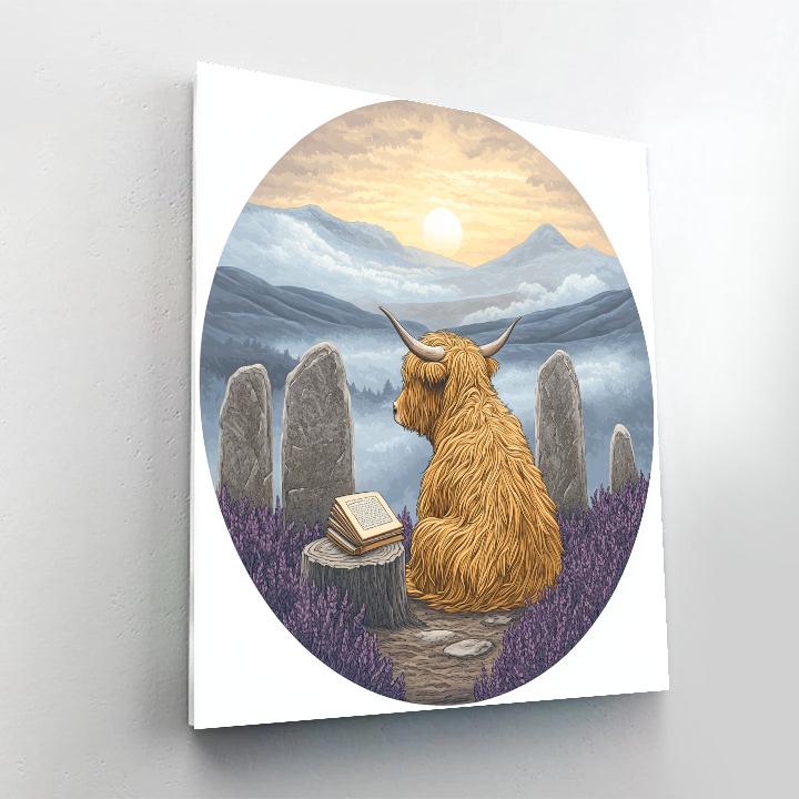 Highland Cow Stone Circle Storyteller DIY paint by numbers