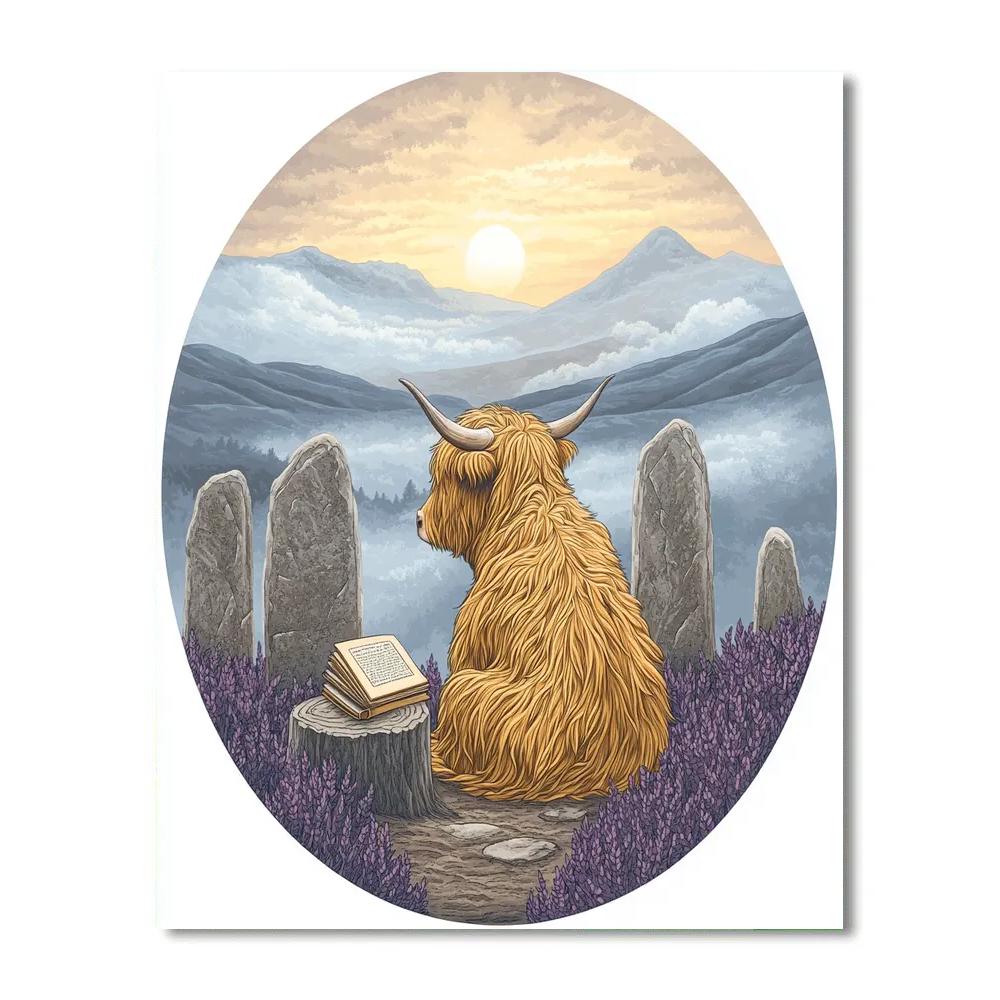 Highland Cow Stone Circle Storyteller DIY paint by numbers