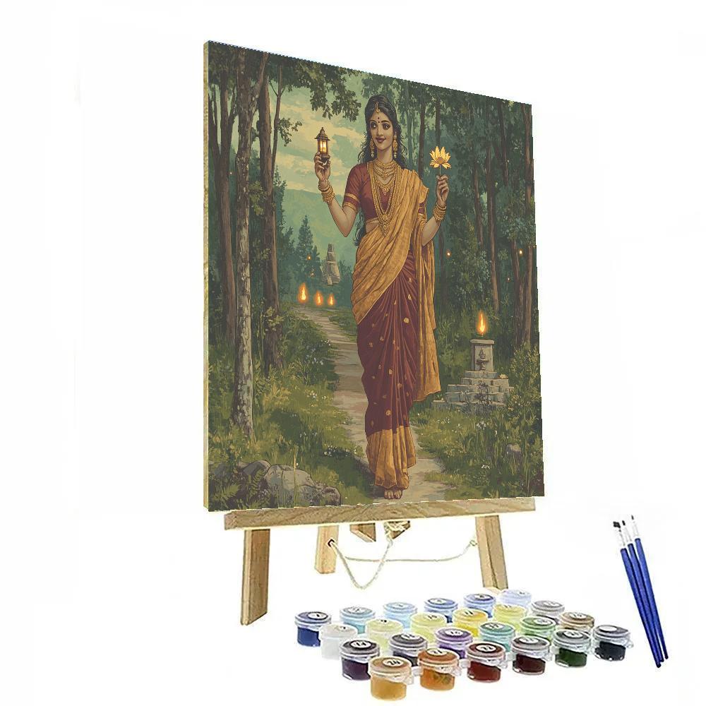Forest Shrine Path With Parvati Guiding Light Paint by numbers art