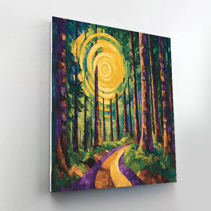 Emily Carr Inspired Storm Lit Cedar Cathedral paint by number