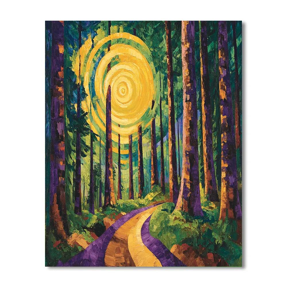 Emily Carr Inspired Storm Lit Cedar Cathedral paint by number