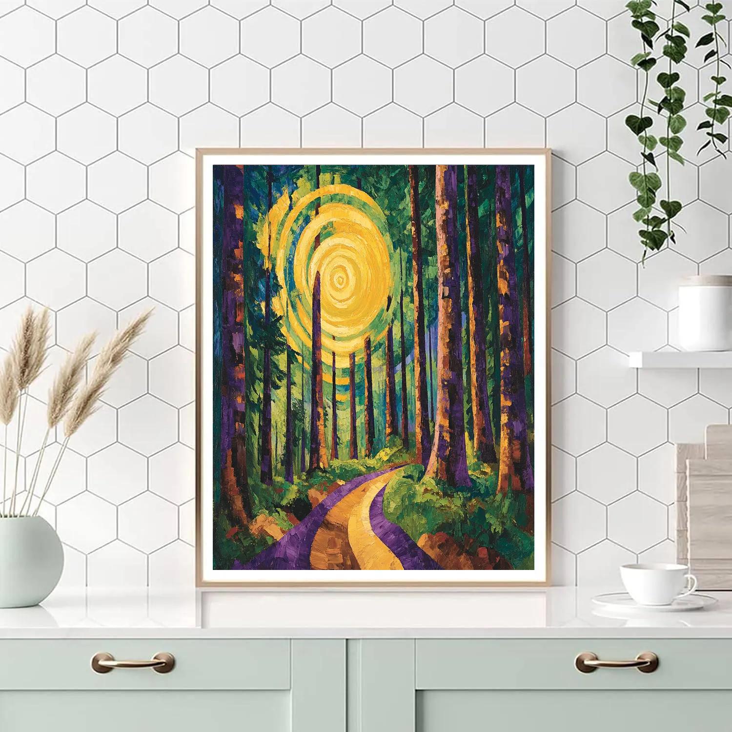 Emily Carr Inspired Storm Lit Cedar Cathedral paint by number