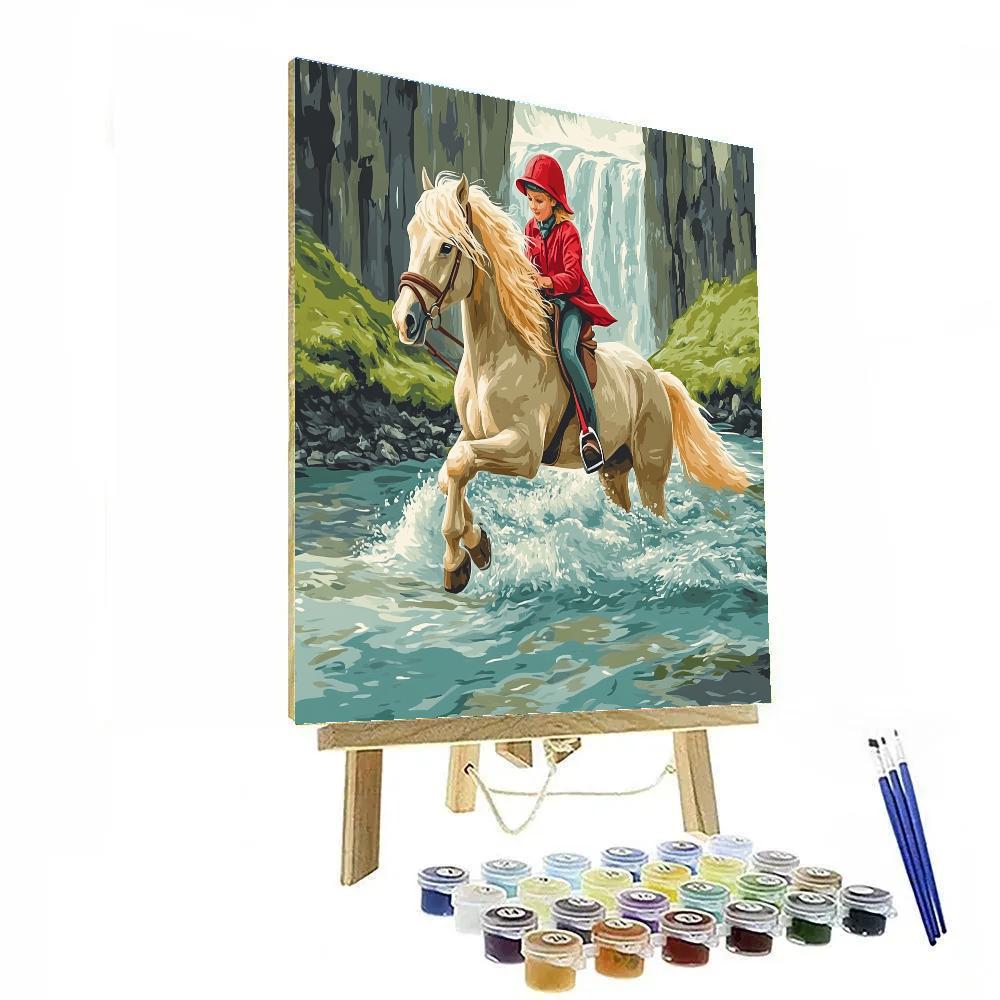 Mosaic River Crossing With Horse paint by color