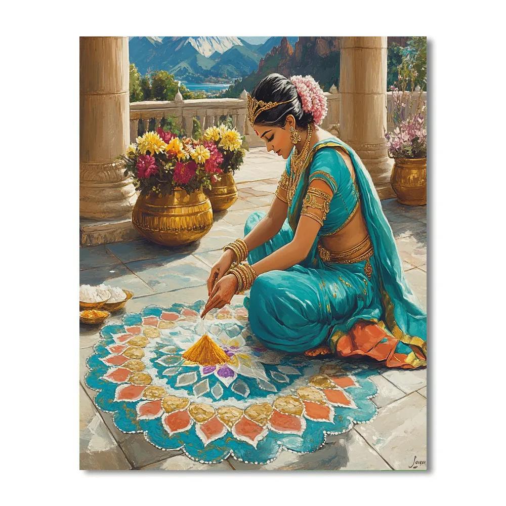 Parvati Artisan Of Sacred Rangoli Patterns Painting by numbers kit