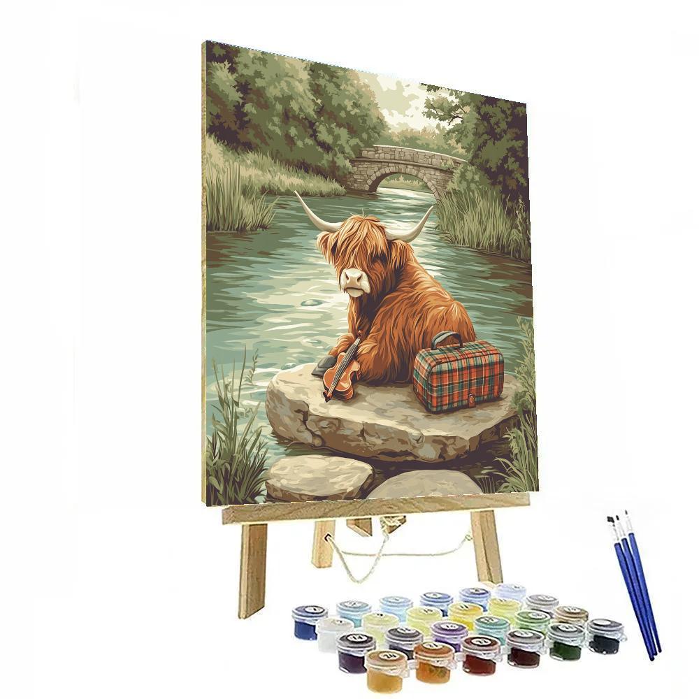 Highland Cow Riverford Music Session Paint by numbers art