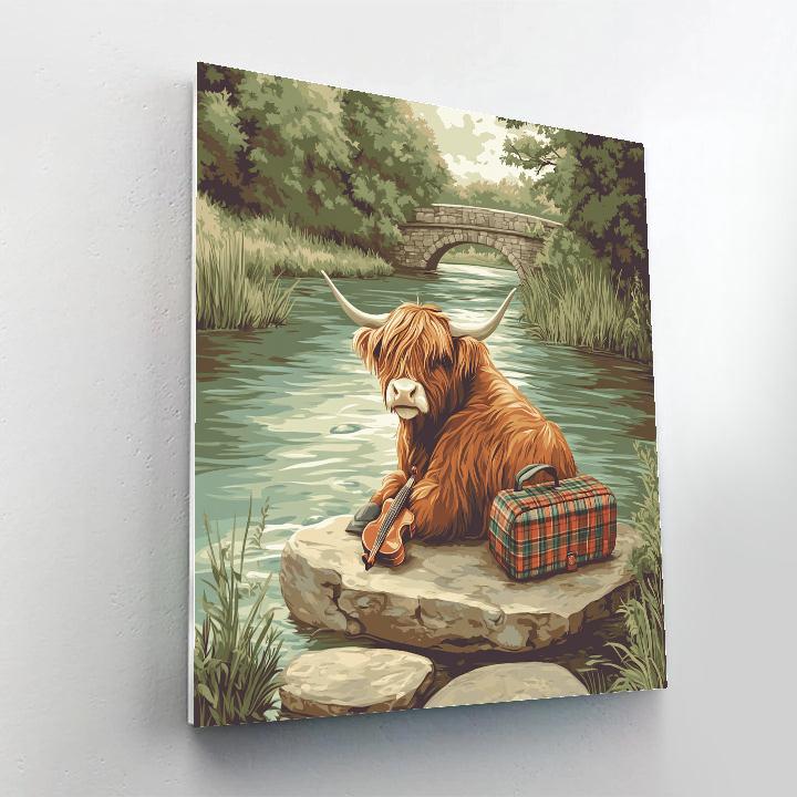 Highland Cow Riverford Music Session Paint by numbers art