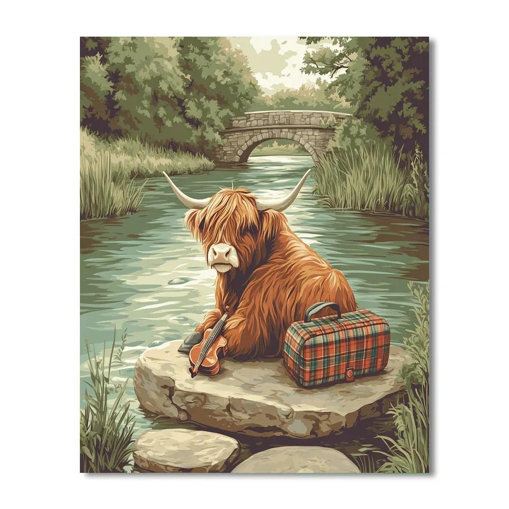 Highland Cow Riverford Music Session Paint by numbers art